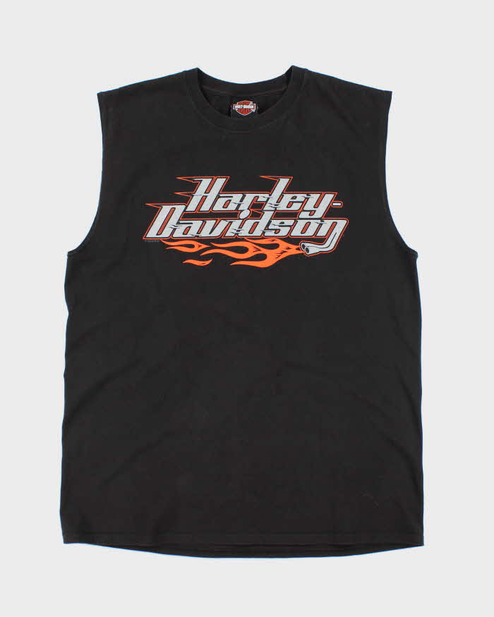 Vintage Harley Davidson Spell Out Graphic Cut Off T-Shirt - L