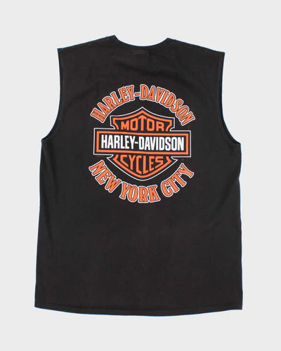Vintage Harley Davidson Spell Out Graphic Cut Off T-Shirt - L
