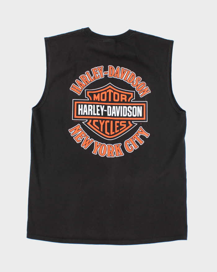 Vintage Harley Davidson Spell Out Graphic Cut Off T-Shirt - L