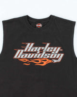 Vintage Harley Davidson Spell Out Graphic Cut Off T-Shirt - L
