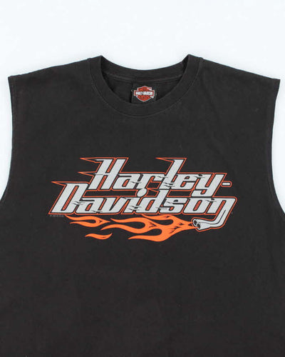 Vintage Harley Davidson Spell Out Graphic Cut Off T-Shirt - L