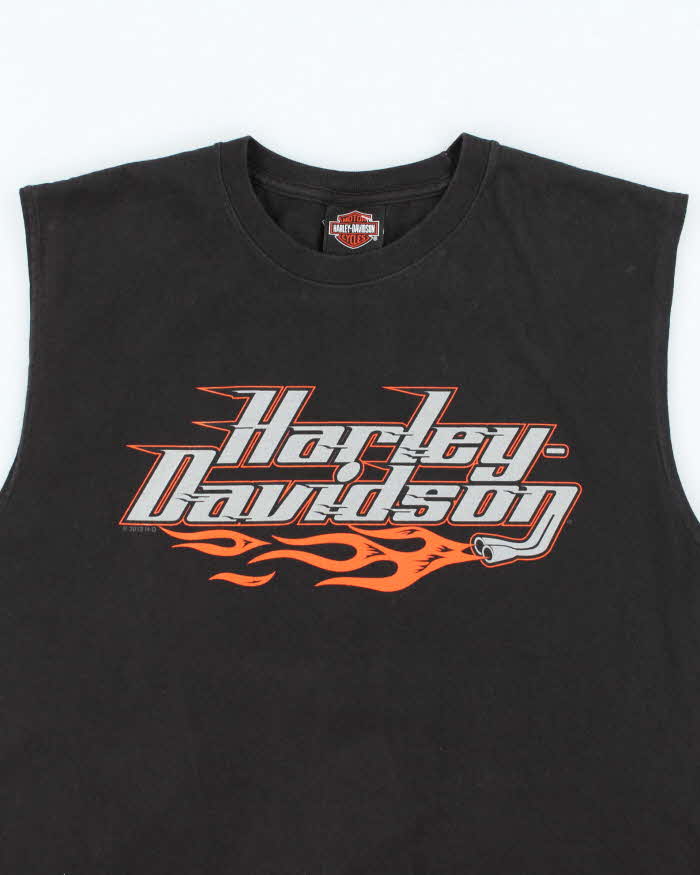 Vintage Harley Davidson Spell Out Graphic Cut Off T-Shirt - L