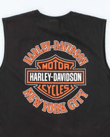 Vintage Harley Davidson Spell Out Graphic Cut Off T-Shirt - L