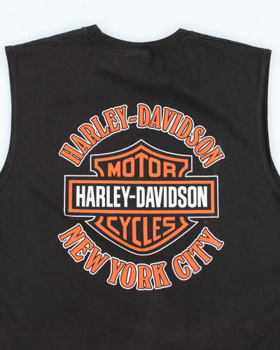 Vintage Harley Davidson Spell Out Graphic Cut Off T-Shirt - L