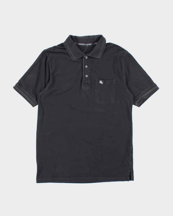 Vintage 2000's Burberry Blackout Embroidered Logo Polo Shirt - M