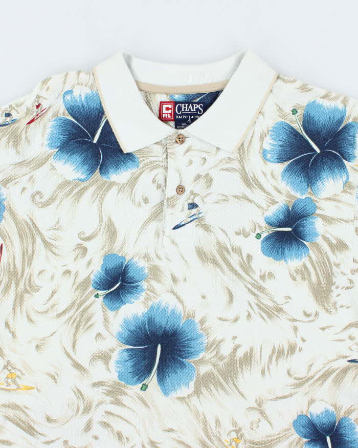Vintage Chaps All Over Hawaiian Oversized Polo Shirt - M