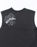 Vintage Y2K Las Vega Sin City Gothic Print Cut Off T-Shirt - L