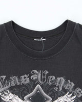 Vintage Y2K Las Vega Sin City Gothic Print Cut Off T-Shirt - L