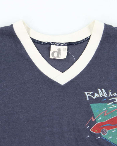 Vintage 80's Rolling Stones American Tour V-Neck T-Shirt - M