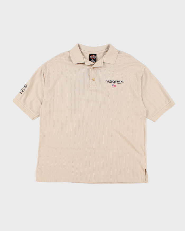 Vintage Y2K Harley Davidson Embroidered Oversized Polo Shirt - L