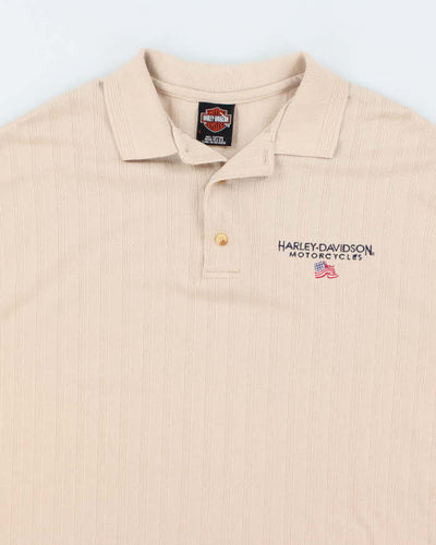 Vintage Y2K Harley Davidson Embroidered Oversized Polo Shirt - L