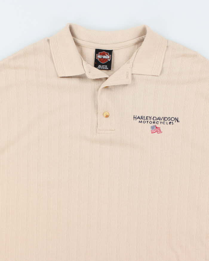Vintage Y2K Harley Davidson Embroidered Oversized Polo Shirt - L