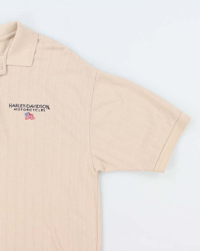 Vintage Y2K Harley Davidson Embroidered Oversized Polo Shirt - L