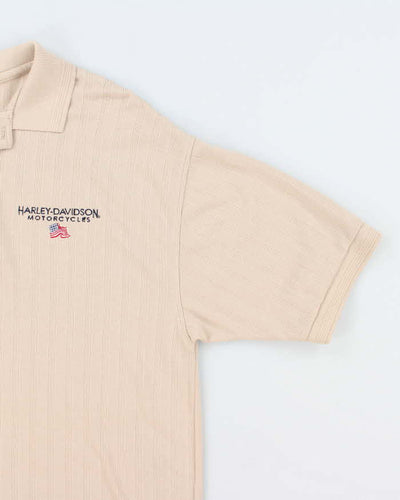 Vintage Y2K Harley Davidson Embroidered Oversized Polo Shirt - L