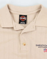 Vintage Y2K Harley Davidson Embroidered Oversized Polo Shirt - L