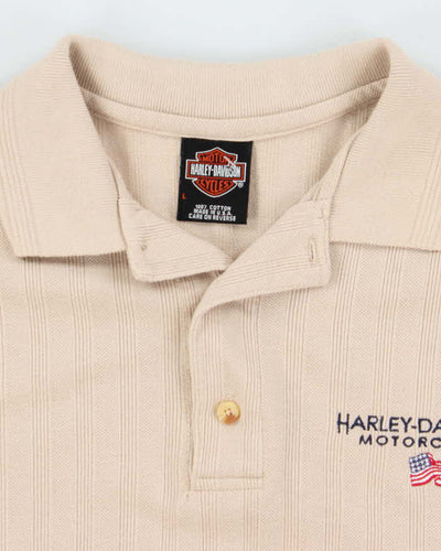 Vintage Y2K Harley Davidson Embroidered Oversized Polo Shirt - L