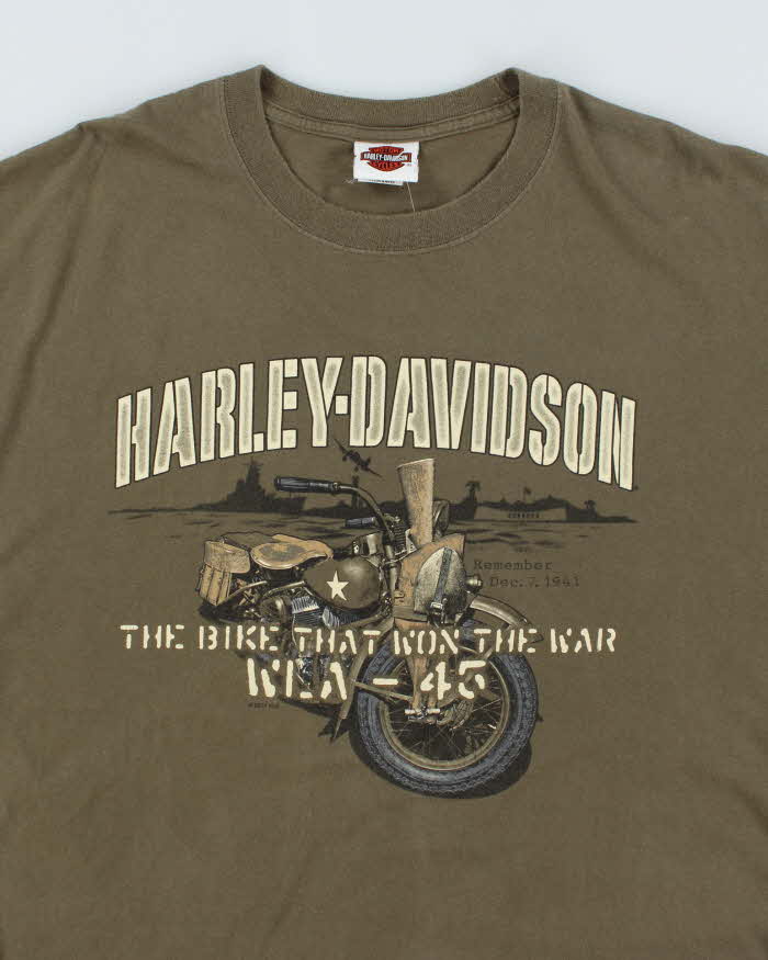 Vintage Harley Davidson War Graphic Biker T-Shirt - XL