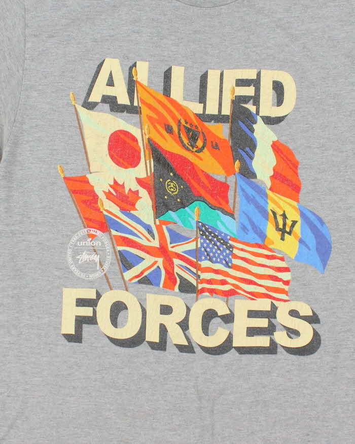 Vintage 2000's Stussy Allied Forces Flags Graphic T-Shirt - M