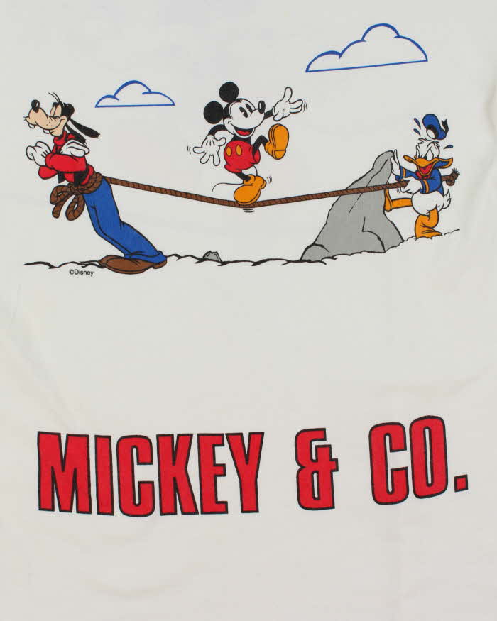 Vintage 90's Disney Mickey Mouse Tight Rope Graphic T-Shirt - XL