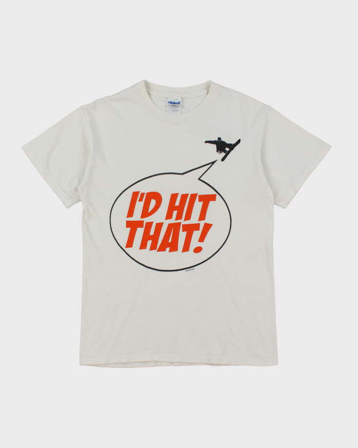 Vintage Y2K I'd Hit That Snowboarding Graphic T-Shirt - S