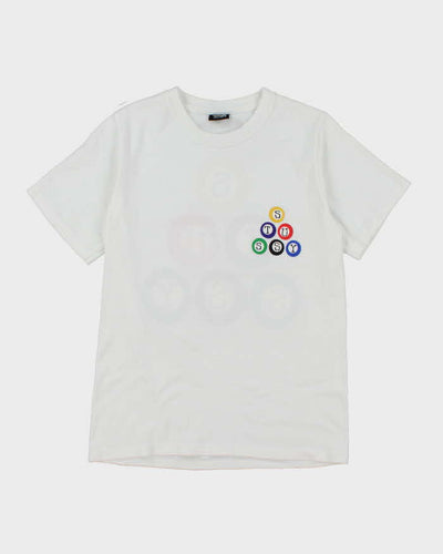 Vintage 2000's Stussy Pool Ball Spell Out Graphic T-Shirt - XS