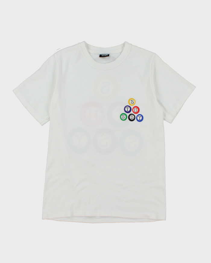 Vintage 2000's Stussy Pool Ball Spell Out Graphic T-Shirt - XS