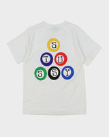 Vintage 2000's Stussy Pool Ball Spell Out Graphic T-Shirt - XS