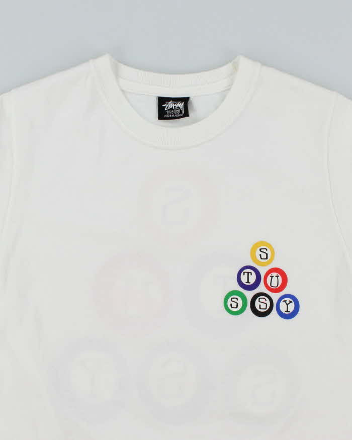 Vintage 2000's Stussy Pool Ball Spell Out Graphic T-Shirt - XS