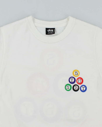 Vintage 2000's Stussy Pool Ball Spell Out Graphic T-Shirt - XS