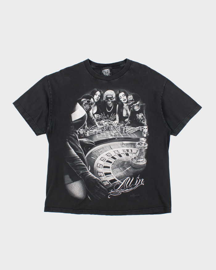 Vintage Y2K DGA Skeleton Roulette Graphic T-Shirt - XL