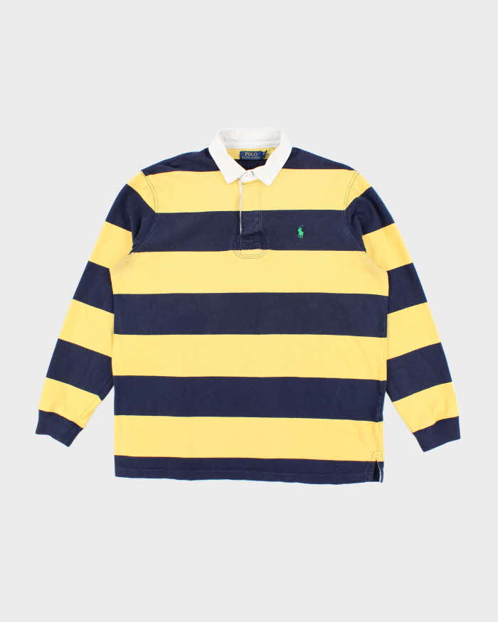 Vintage Y2K Ralph Lauren Faded Striped Rugby Shirt - XL