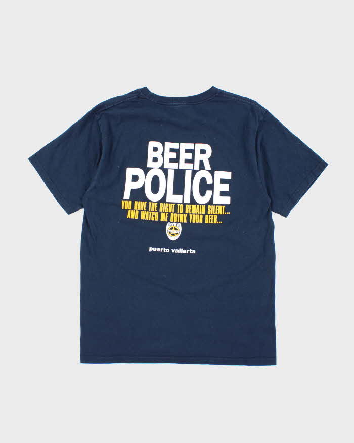 Vintage Y2K Beer Police Comedy Graphic T-Shirt - M