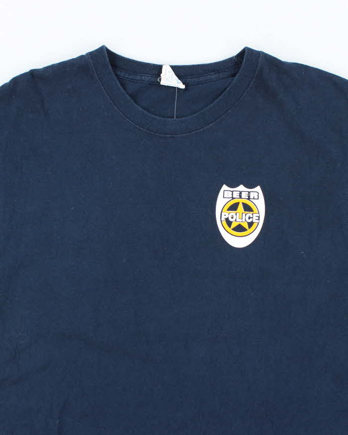 Vintage Y2K Beer Police Comedy Graphic T-Shirt - M