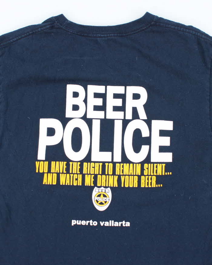 Vintage Y2K Beer Police Comedy Graphic T-Shirt - M