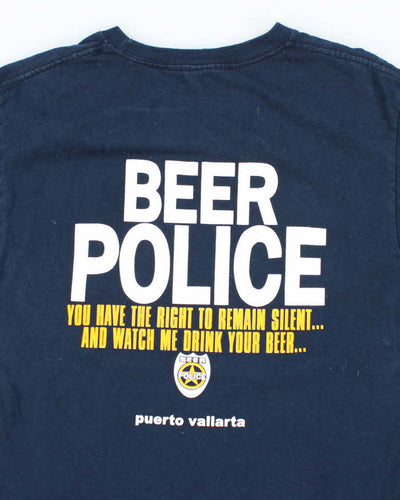 Vintage Y2K Beer Police Comedy Graphic T-Shirt - M