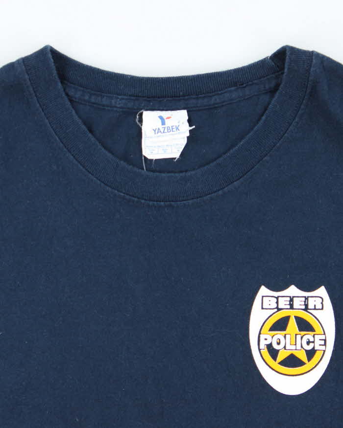 Vintage Y2K Beer Police Comedy Graphic T-Shirt - M