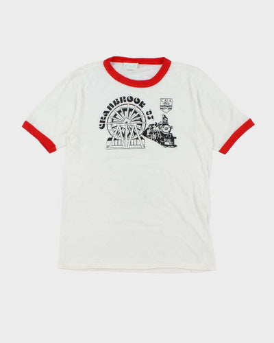 Vintage 80's Cranbrooks Train Graphic Ringer Style T-Shirt - M