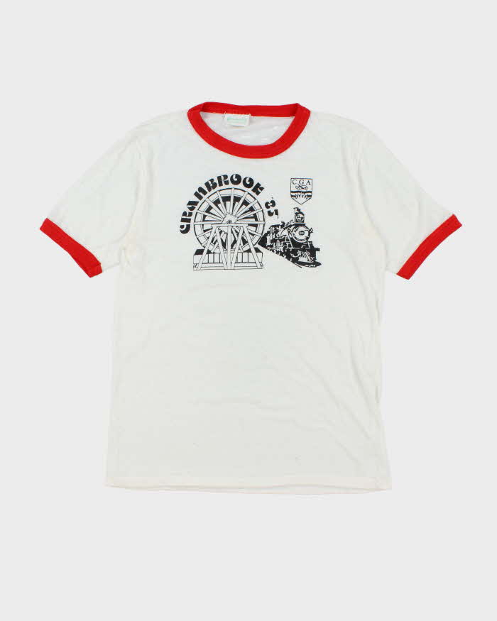 Vintage 80's Cranbrooks Train Graphic Ringer Style T-Shirt - M