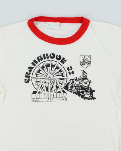Vintage 80's Cranbrooks Train Graphic Ringer Style T-Shirt - M