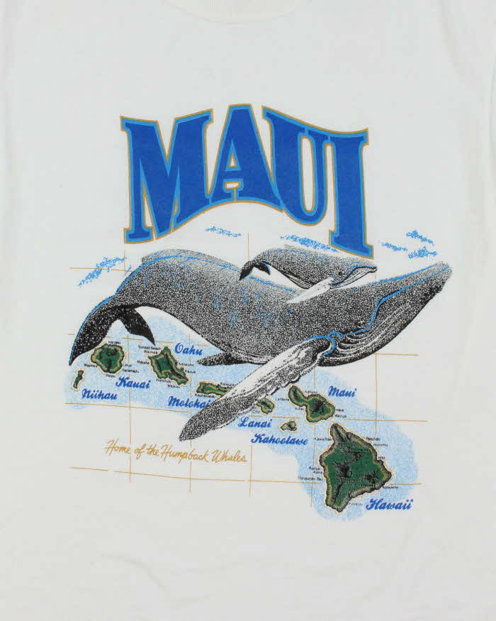 Vintage Y2K Maui Whale Graphic Souvenir T-Shirt - M