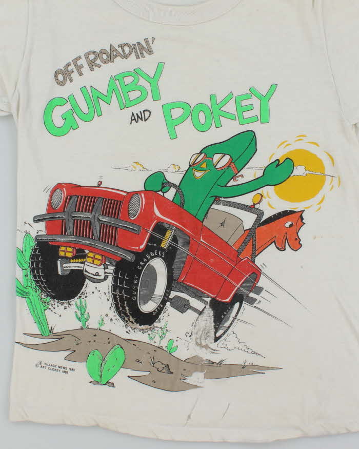 Vintage 80's Gumby & Pokey Off Roadin' Graphic Baby Fit T-Shirt - S