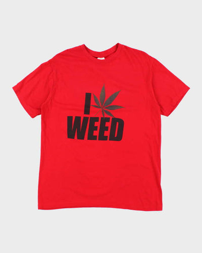 Vintage Y2K I Heart Weed Graphic T-Shirt - L
