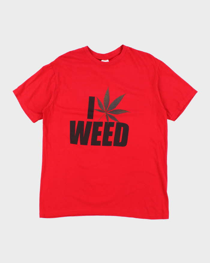 Vintage Y2K I Heart Weed Graphic T-Shirt - L