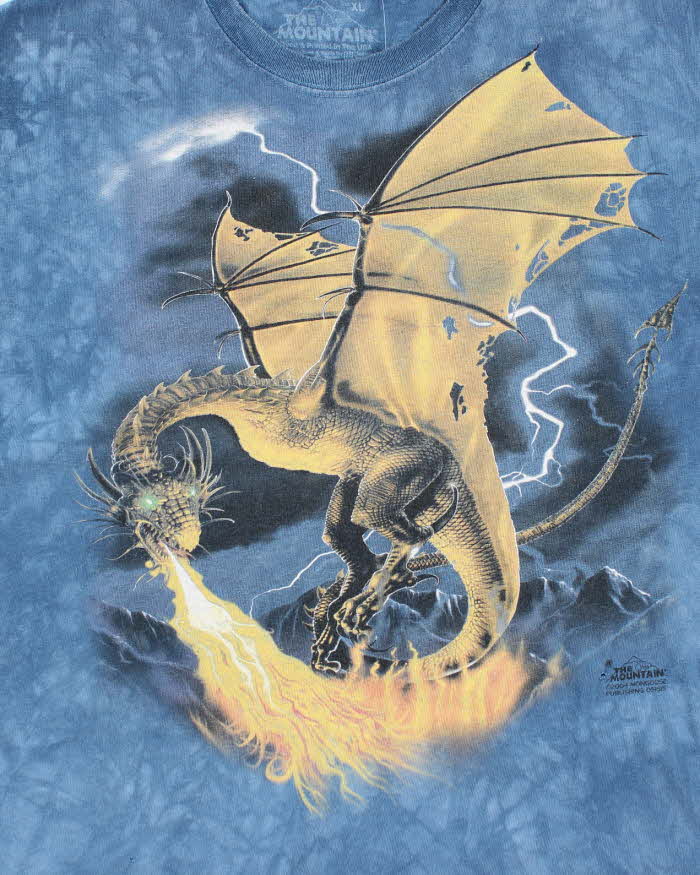 Vintage Y2K The Mountain Fire Breathing Dragon Graphic T-Shirt - L