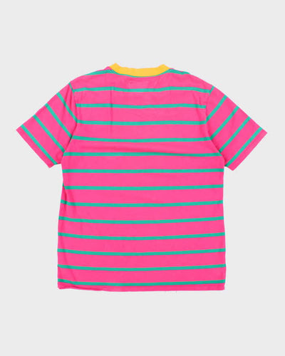 Vintage 90's Guess Embroidered Logo Striped T-Shirt - L