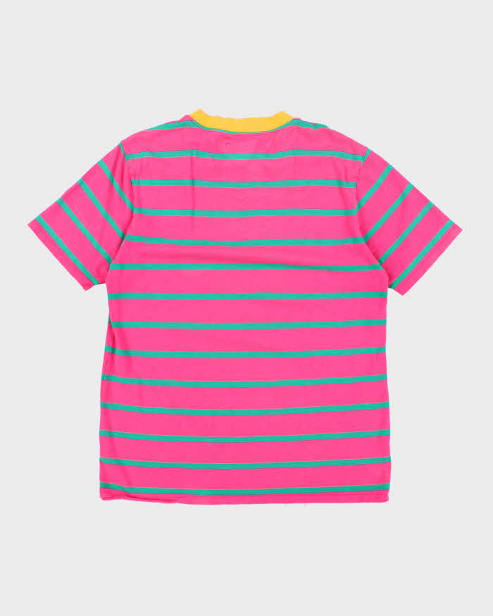 Vintage 90's Guess Embroidered Logo Striped T-Shirt - L