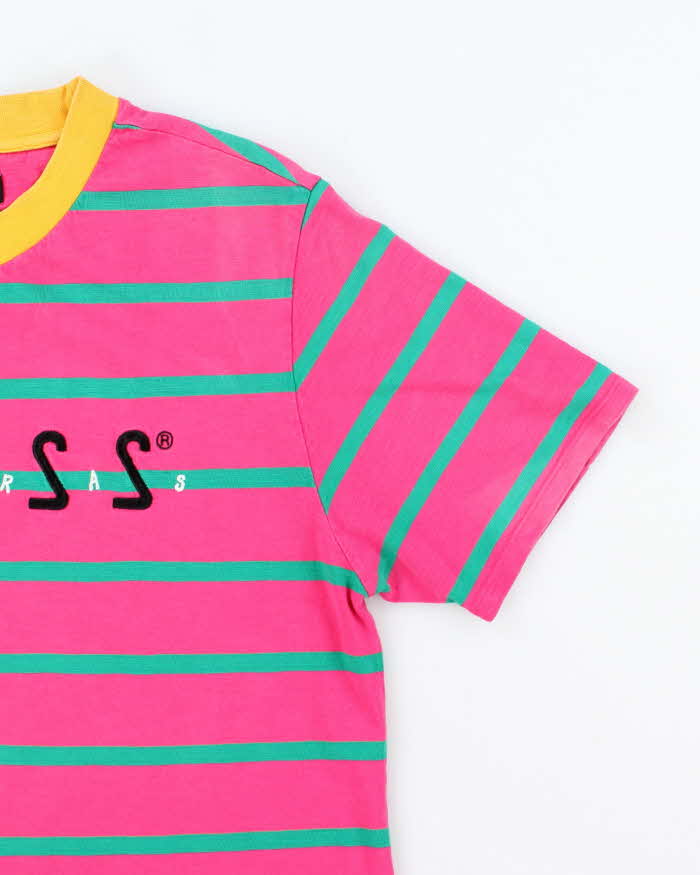 Vintage 90's Guess Embroidered Logo Striped T-Shirt - L