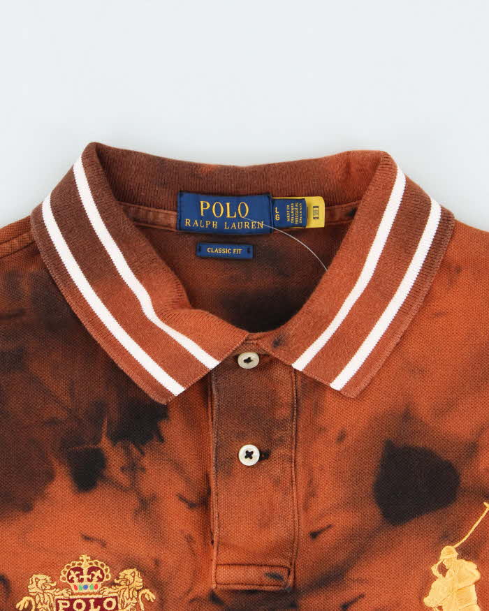 Vintage Y2K Ralph Lauren Bleach Dye Big Horse Polo Shirt - L