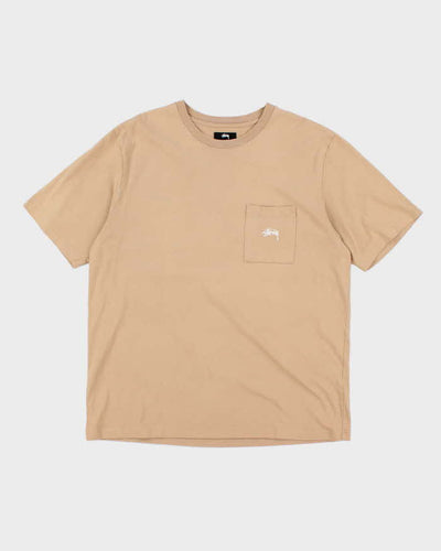 Vintage Stussy Embroidered Logo Heavyweight Pocket T-Shirt - XL
