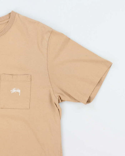 Vintage Stussy Embroidered Logo Heavyweight Pocket T-Shirt - XL